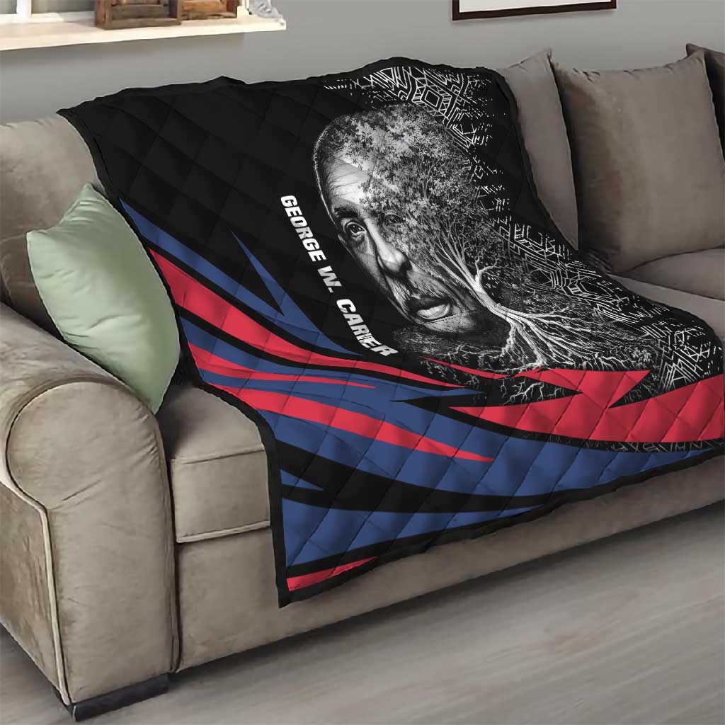 George Washington Carver Quilt with Tree Portrait Illustration, Nature Is the Greatest Teacher Quote - African Pride