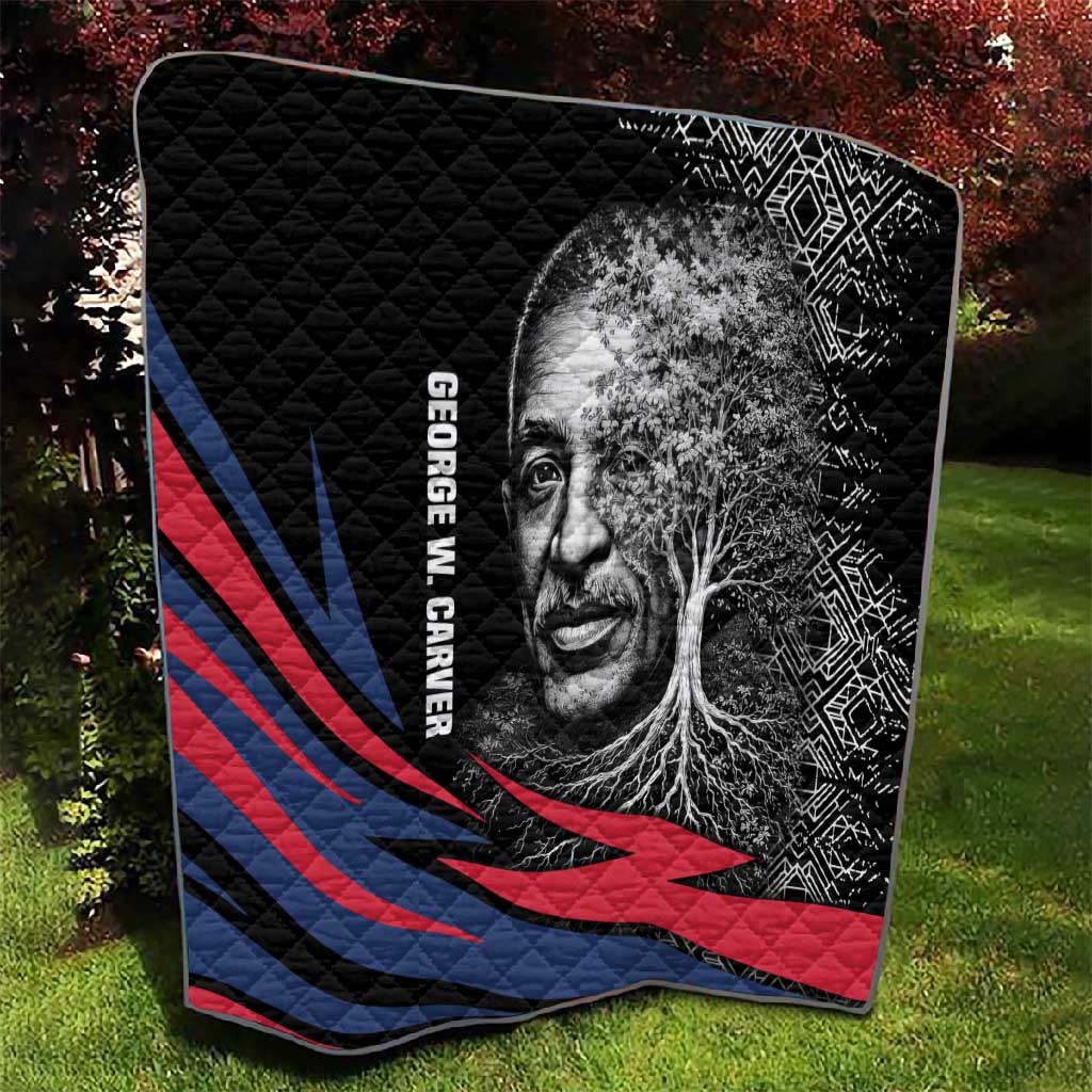 George Washington Carver Quilt with Tree Portrait Illustration, Nature Is the Greatest Teacher Quote - African Pride