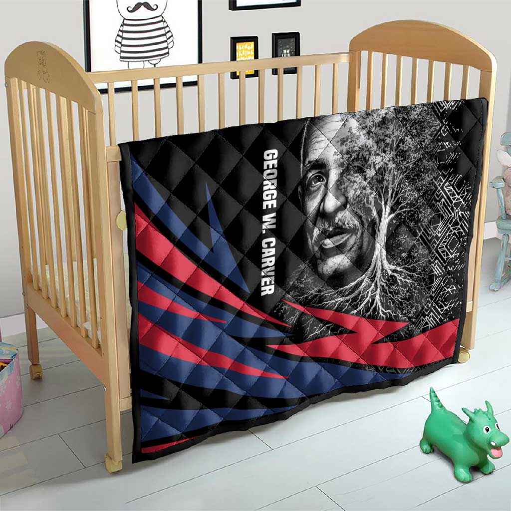 George Washington Carver Quilt with Tree Portrait Illustration, Nature Is the Greatest Teacher Quote - African Pride