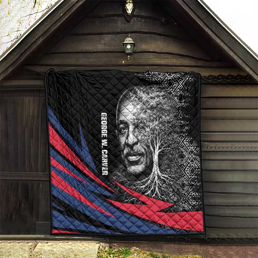 George Washington Carver Quilt with Tree Portrait Illustration, Nature Is the Greatest Teacher Quote - African Pride