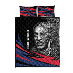 George Washington Carver Quilt Bed Set with Tree Portrait Illustration, Nature Is the Greatest Teacher Quote - African Pride