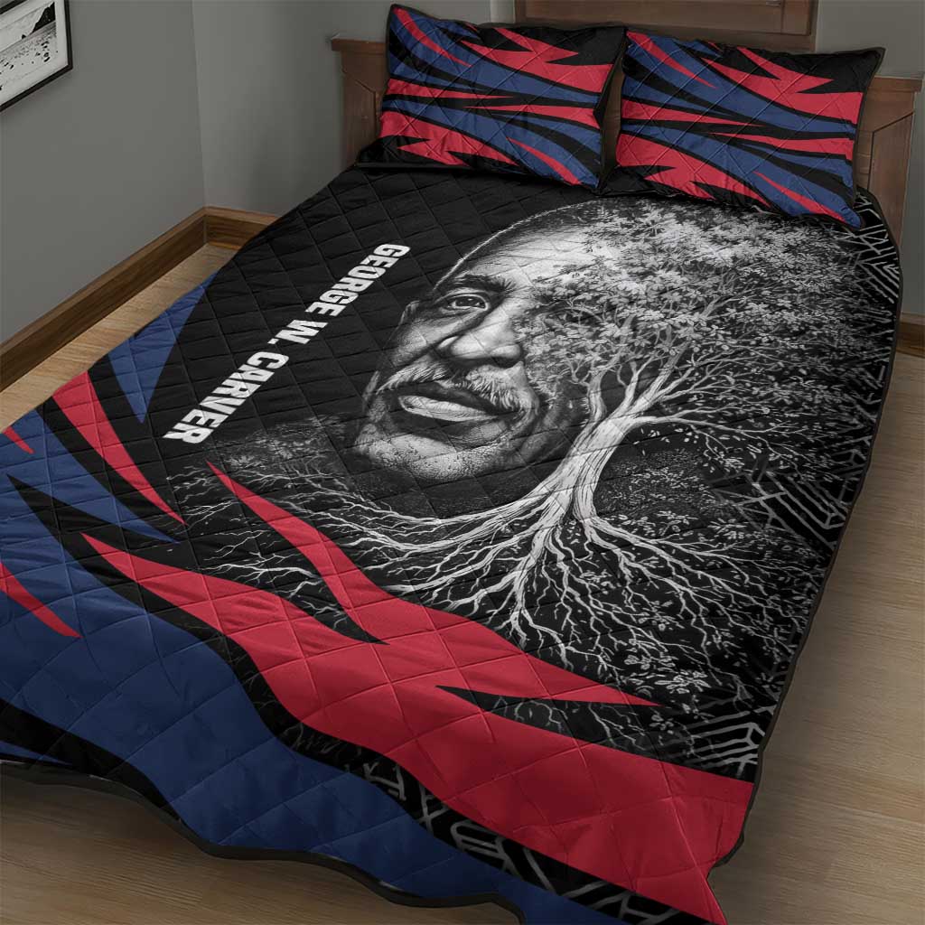 George Washington Carver Quilt Bed Set with Tree Portrait Illustration, Nature Is the Greatest Teacher Quote - African Pride