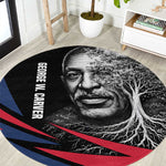 George Washington Carver Round Carpet with Tree Portrait Illustration, Nature Is the Greatest Teacher Quote - African Pride