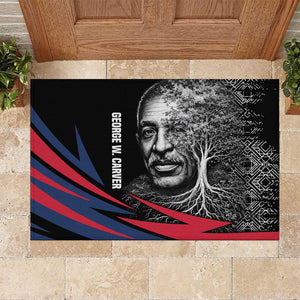 George Washington Carver Rubber Doormat with Tree Portrait Illustration, Nature Is the Greatest Teacher Quote - African Pride