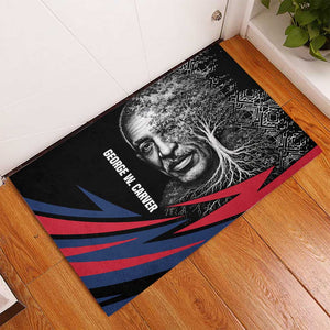 George Washington Carver Rubber Doormat with Tree Portrait Illustration, Nature Is the Greatest Teacher Quote - African Pride