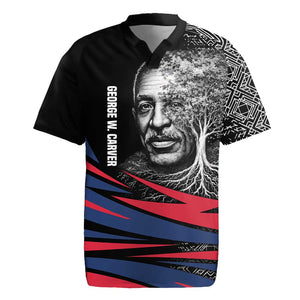 George Washington Carver Rugby Jersey with Tree Portrait Illustration, Nature Is the Greatest Teacher Quote - African Pride