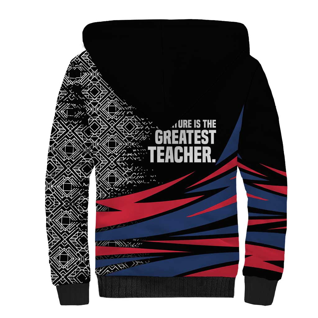 George Washington Carver Sherpa Hoodie with Tree Portrait Illustration, Nature Is the Greatest Teacher Quote - African Pride