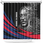 George Washington Carver Shower Curtain with Tree Portrait Illustration, Nature Is the Greatest Teacher Quote - African Pride
