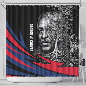 George Washington Carver Shower Curtain with Tree Portrait Illustration, Nature Is the Greatest Teacher Quote - African Pride