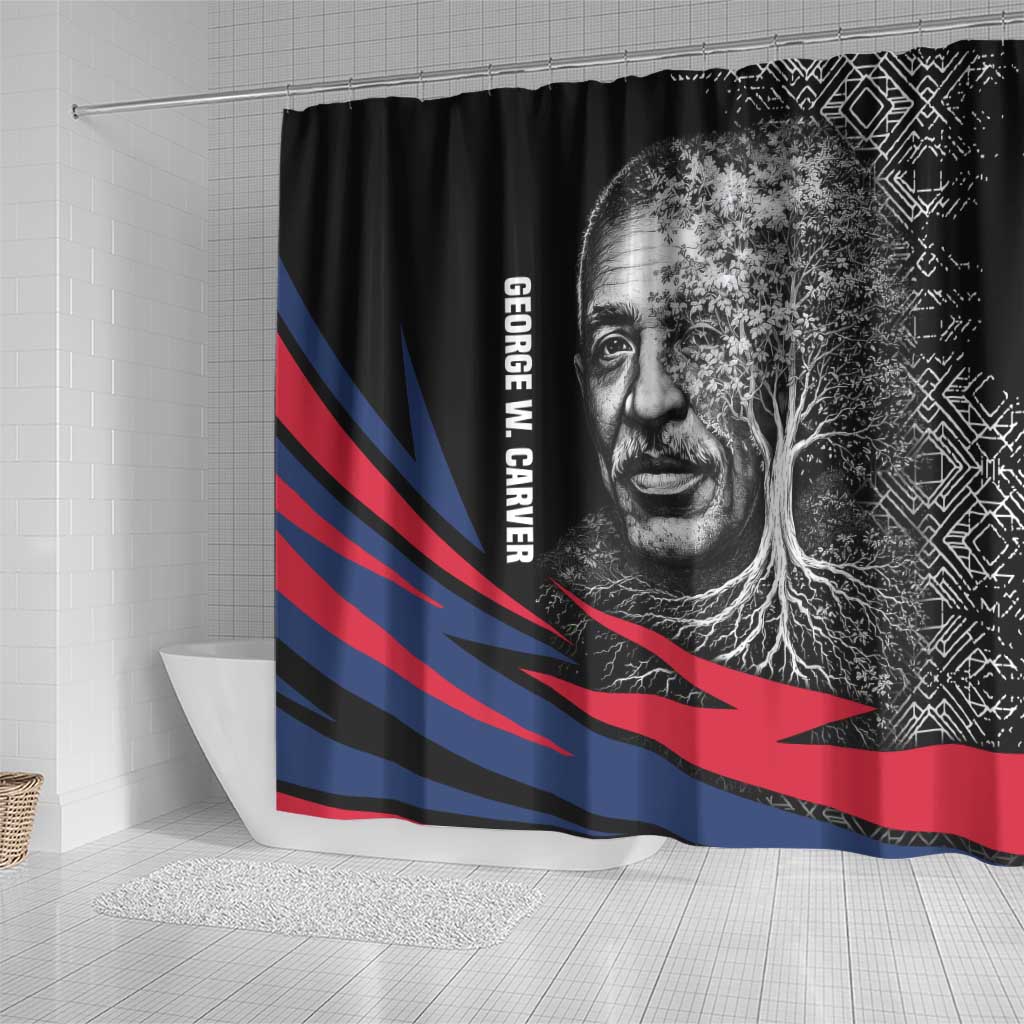 George Washington Carver Shower Curtain with Tree Portrait Illustration, Nature Is the Greatest Teacher Quote - African Pride