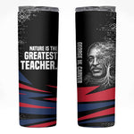 George Washington Carver Skinny Tumbler with Tree Portrait Illustration, Nature Is the Greatest Teacher Quote - African Pride