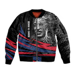 George Washington Carver Sleeve Zip Bomber Jacket with Tree Portrait Illustration, Nature Is the Greatest Teacher Quote - African Pride