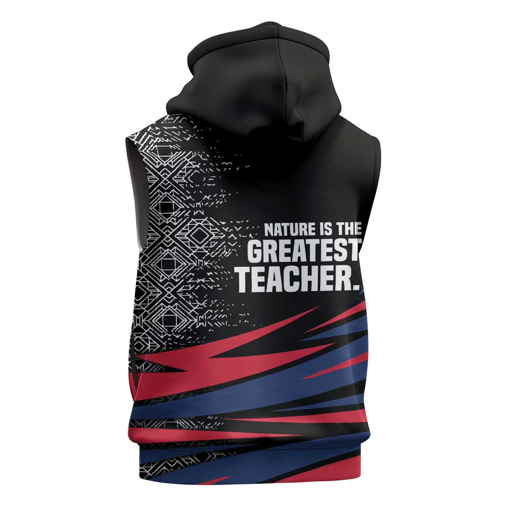 George Washington Carver Sleeveless Hoodie with Tree Portrait Illustration, Nature Is the Greatest Teacher Quote - African Pride