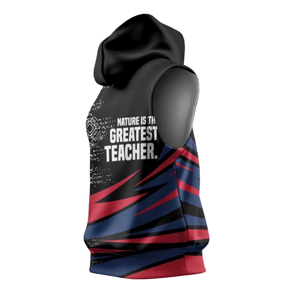 George Washington Carver Sleeveless Hoodie with Tree Portrait Illustration, Nature Is the Greatest Teacher Quote - African Pride