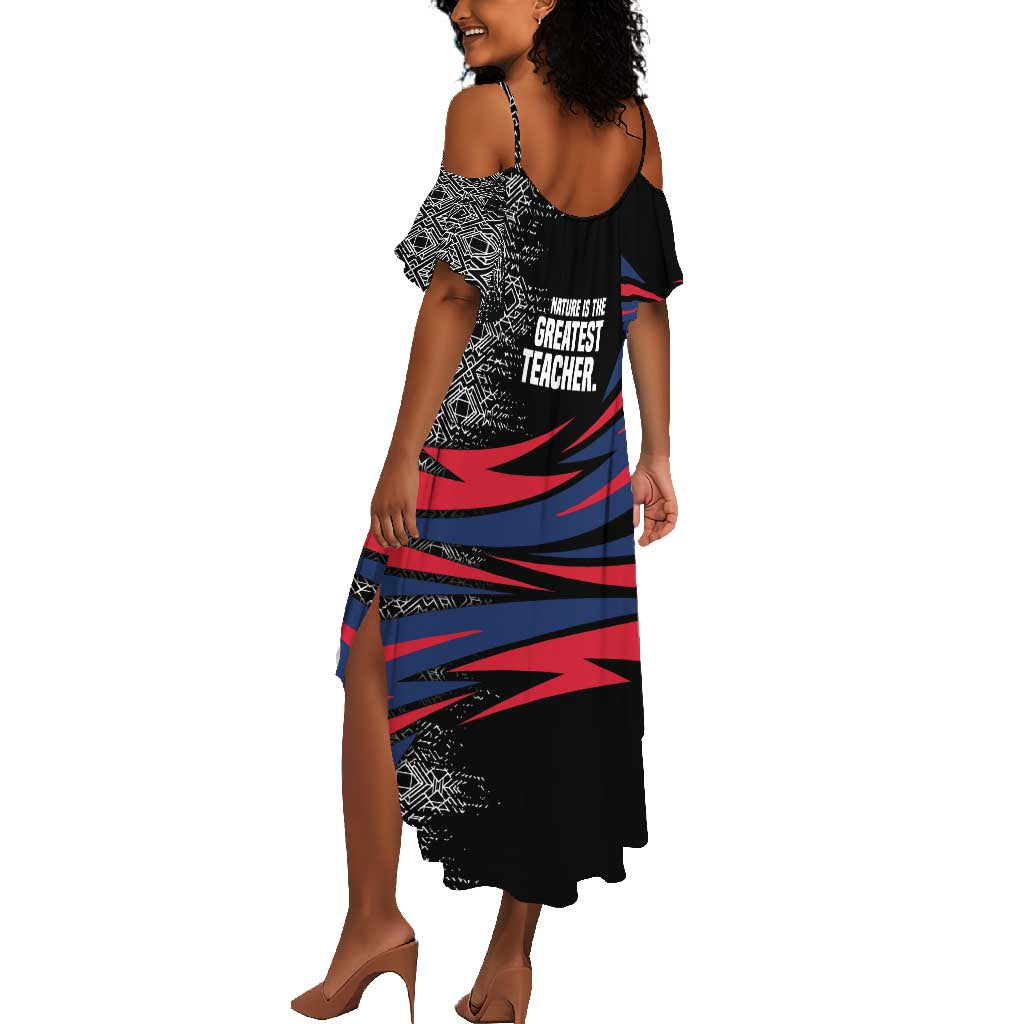 George Washington Carver Summer Maxi Dress with Tree Portrait Illustration, Nature Is the Greatest Teacher Quote - African Pride