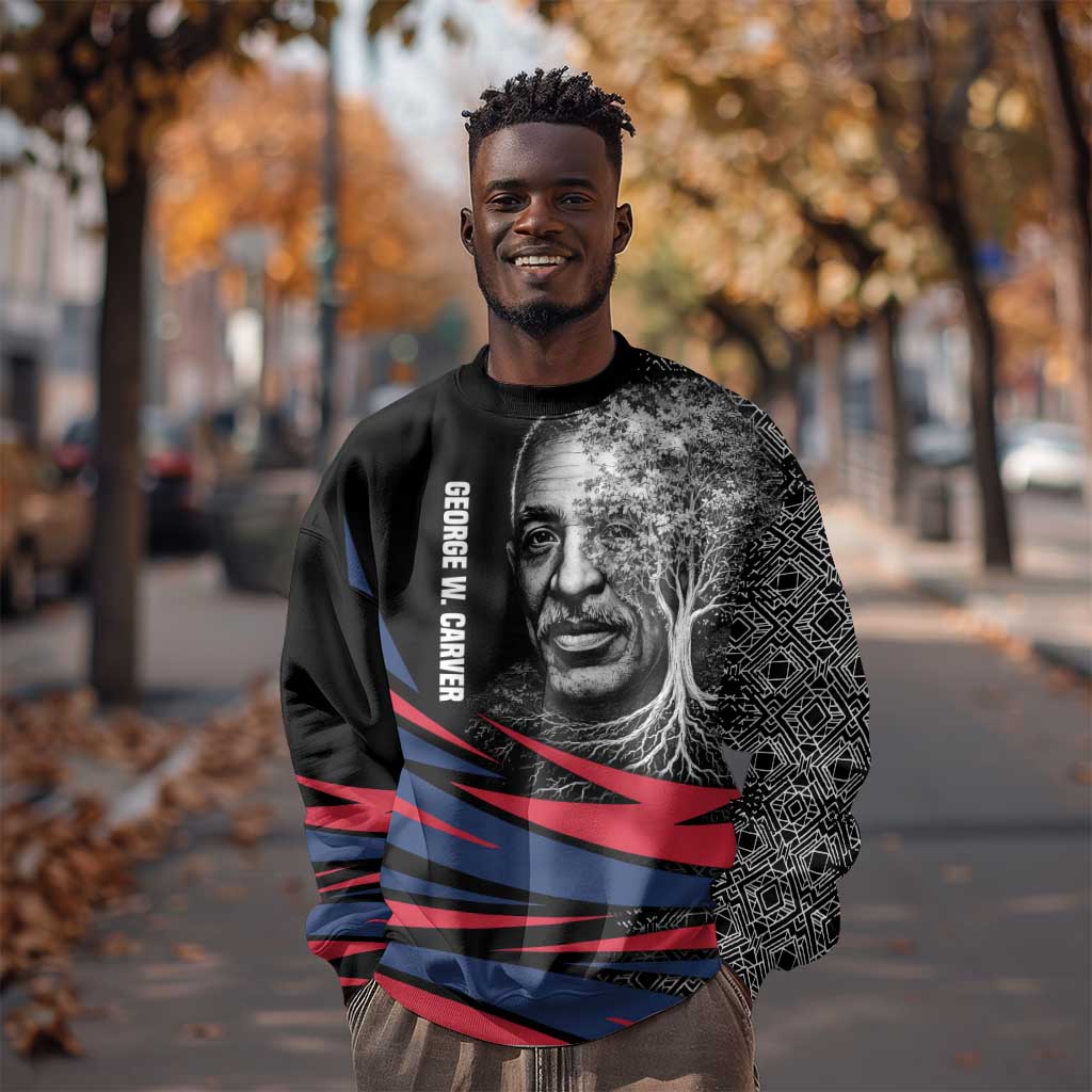 George Washington Carver Sweatshirt with Tree Portrait Illustration, Nature Is the Greatest Teacher Quote - African Pride