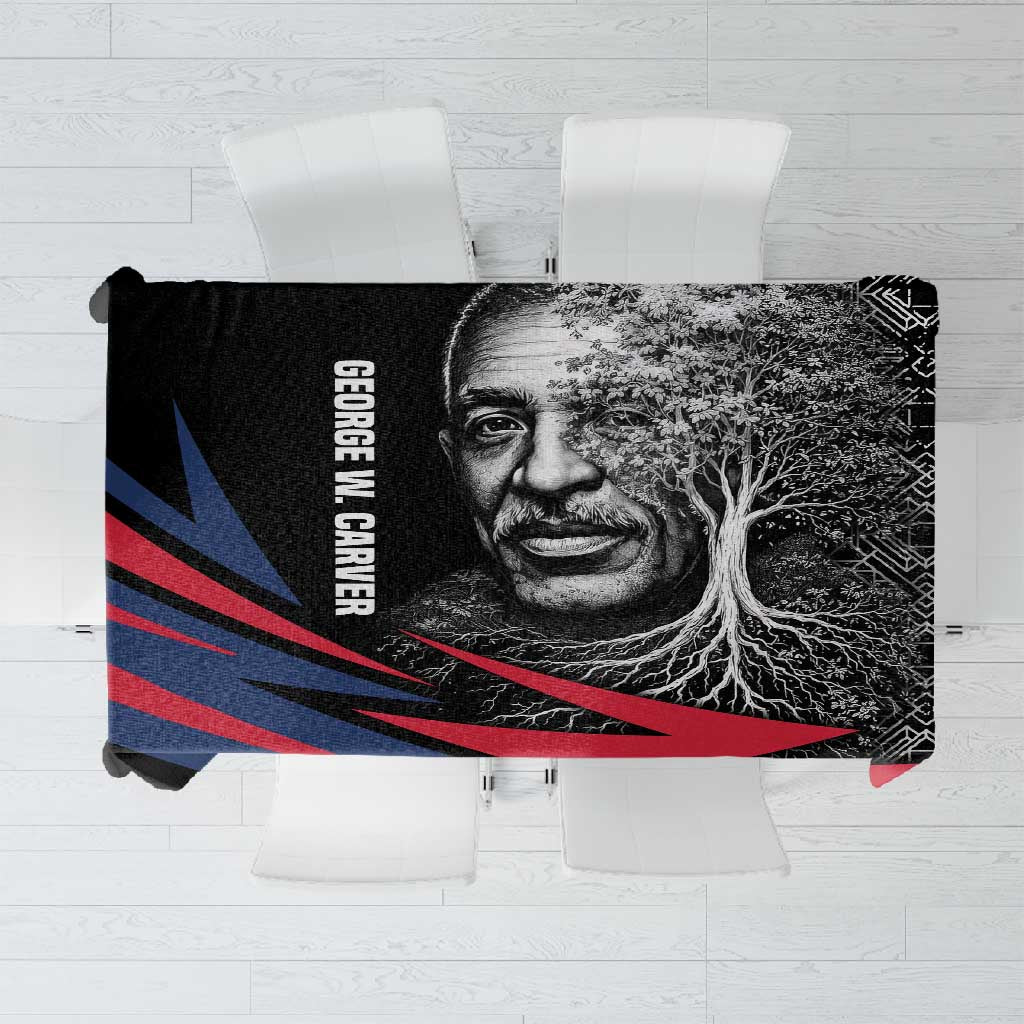 George Washington Carver Tablecloth with Tree Portrait Illustration, Nature Is the Greatest Teacher Quote - African Pride