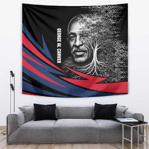 George Washington Carver Tapestry with Tree Portrait Illustration, Nature Is the Greatest Teacher Quote - African Pride