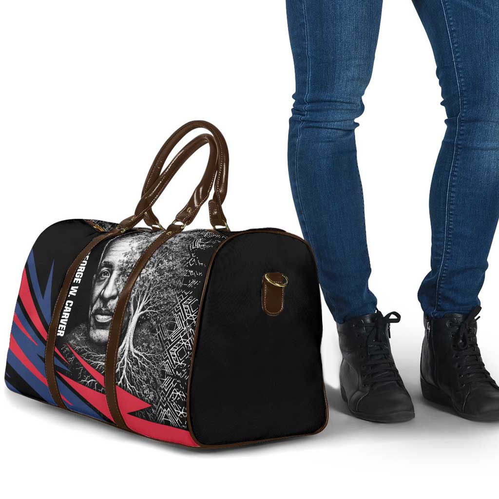 George Washington Carver Travel Bag with Tree Portrait Illustration, Nature Is the Greatest Teacher Quote - African Pride