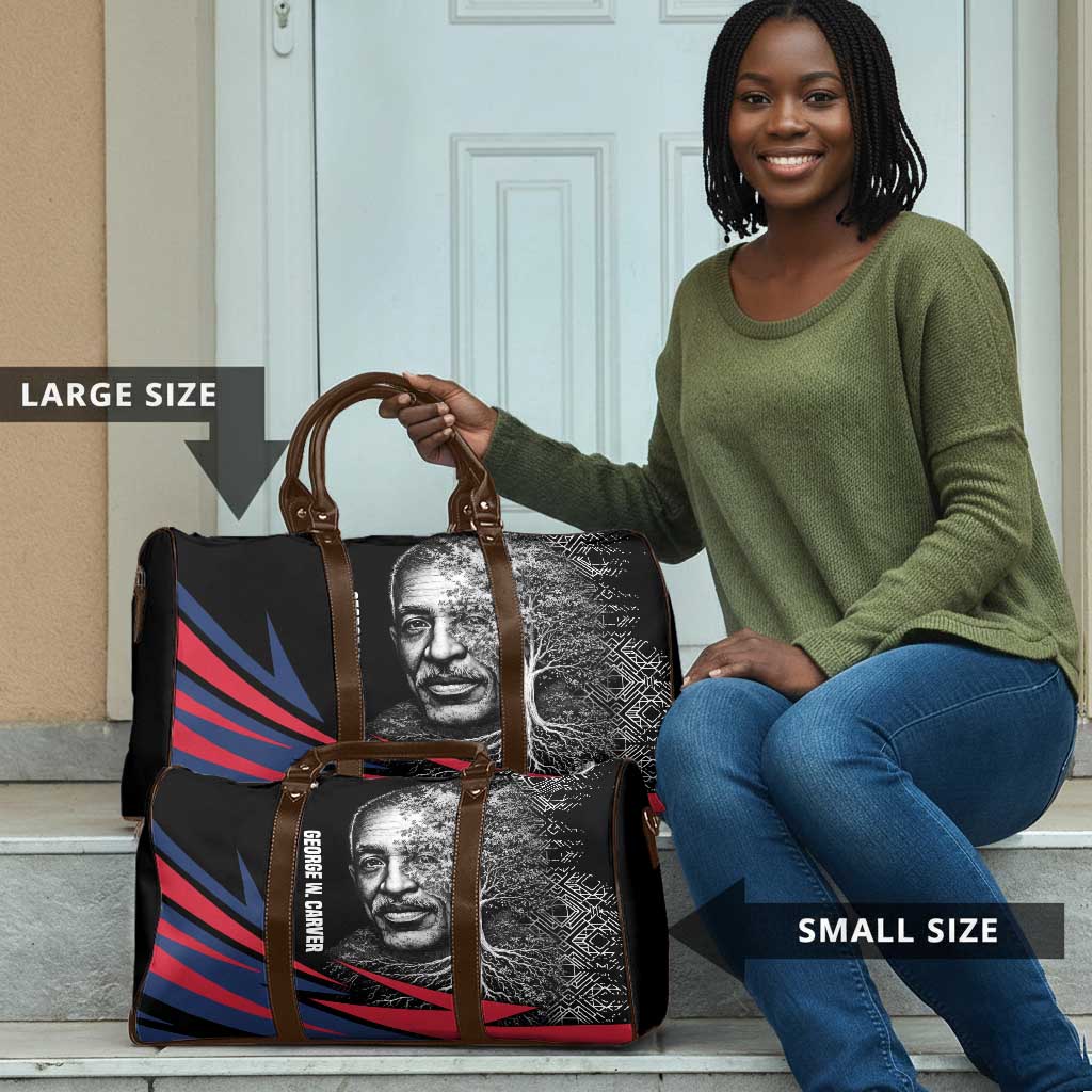 George Washington Carver Travel Bag with Tree Portrait Illustration, Nature Is the Greatest Teacher Quote - African Pride