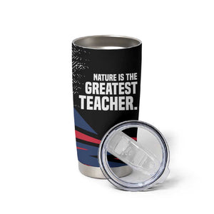 George Washington Carver Tumbler Cup with Tree Portrait Illustration, Nature Is the Greatest Teacher Quote - African Pride