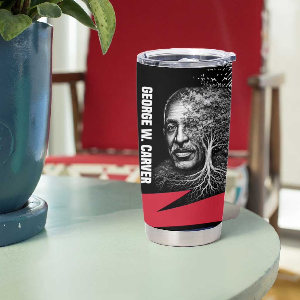 George Washington Carver Tumbler Cup with Tree Portrait Illustration, Nature Is the Greatest Teacher Quote - African Pride