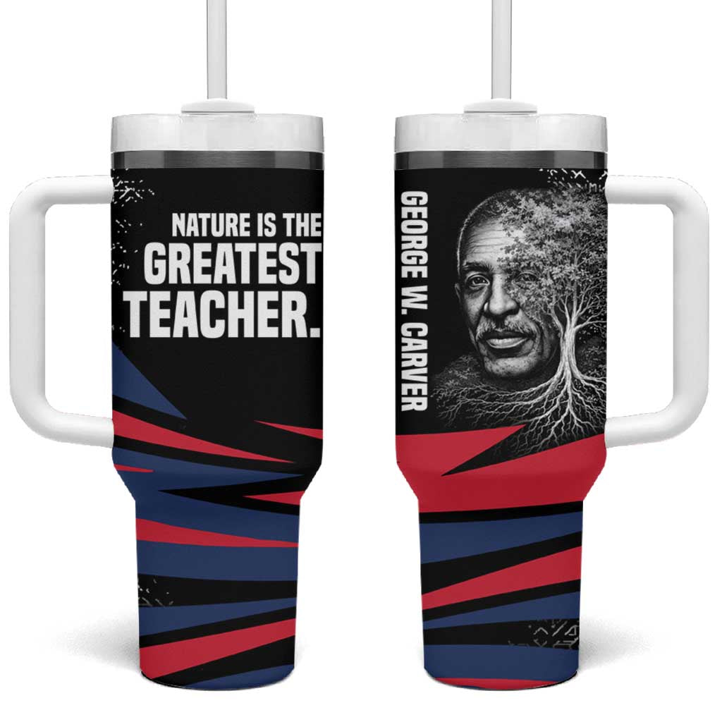 George Washington Carver Tumbler With Handle with Tree Portrait Illustration, Nature Is the Greatest Teacher Quote - African Pride