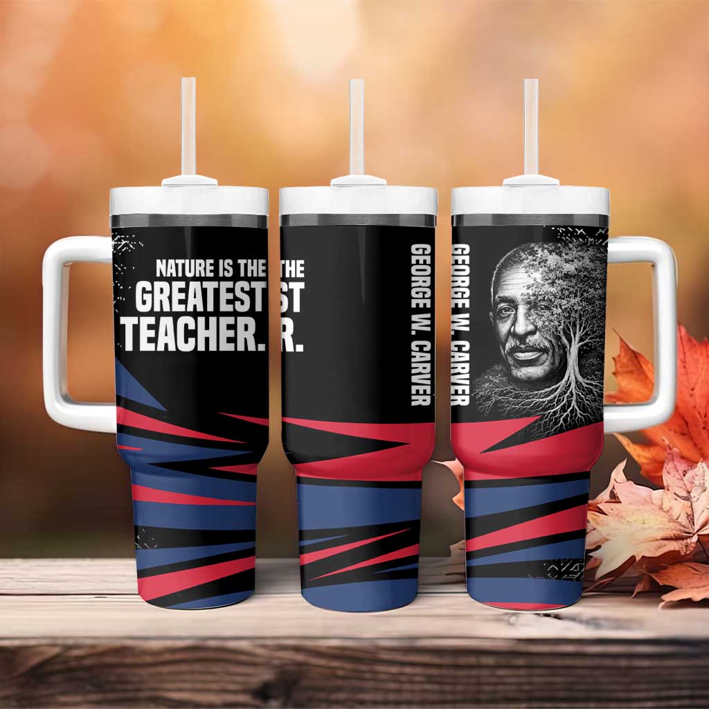 George Washington Carver Tumbler With Handle with Tree Portrait Illustration, Nature Is the Greatest Teacher Quote - African Pride