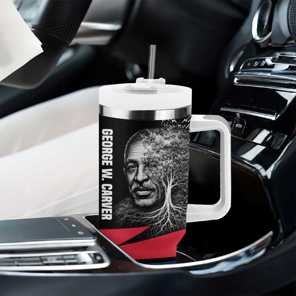George Washington Carver Tumbler With Handle with Tree Portrait Illustration, Nature Is the Greatest Teacher Quote - African Pride