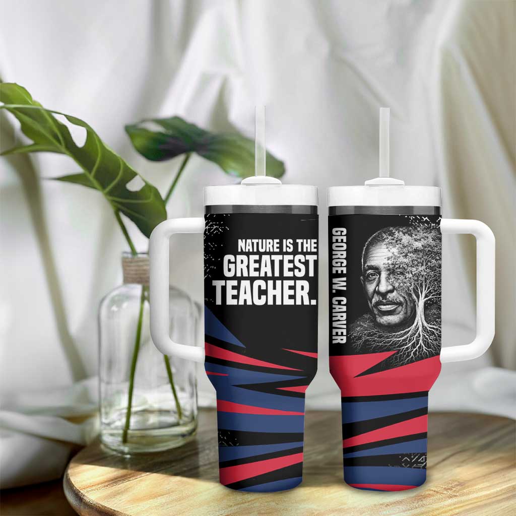 George Washington Carver Tumbler With Handle with Tree Portrait Illustration, Nature Is the Greatest Teacher Quote - African Pride