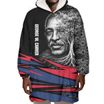 George Washington Carver Wearable Blanket Hoodie with Tree Portrait Illustration, Nature Is the Greatest Teacher Quote - African Pride