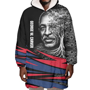 George Washington Carver Wearable Blanket Hoodie with Tree Portrait Illustration, Nature Is the Greatest Teacher Quote - African Pride
