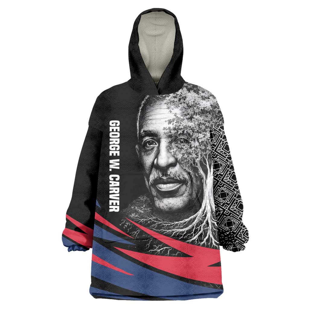 George Washington Carver Wearable Blanket Hoodie with Tree Portrait Illustration, Nature Is the Greatest Teacher Quote - African Pride
