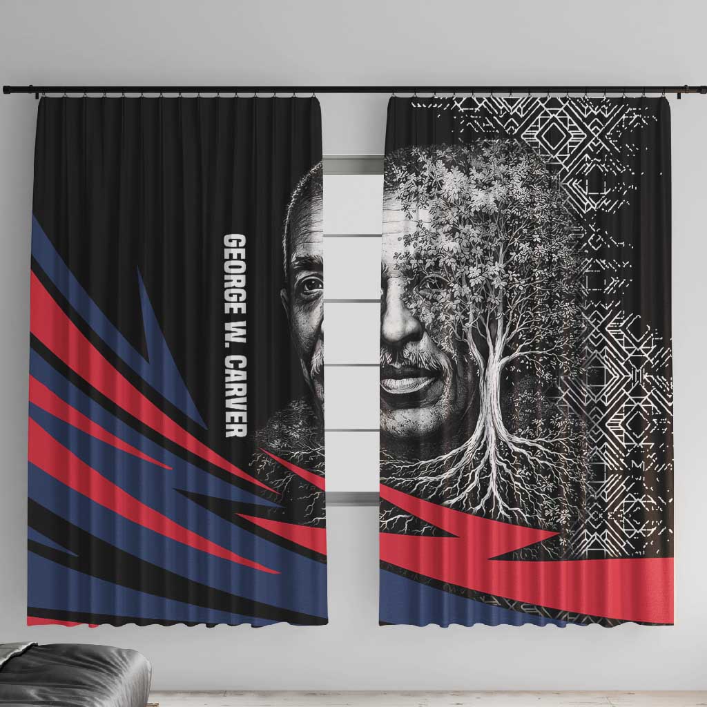 George Washington Carver Window Curtain with Tree Portrait Illustration, Nature Is the Greatest Teacher Quote - African Pride