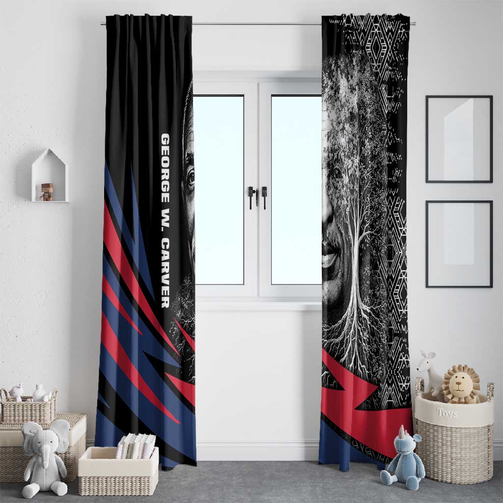George Washington Carver Window Curtain with Tree Portrait Illustration, Nature Is the Greatest Teacher Quote - African Pride