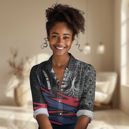 George Washington Carver Women Casual Shirt with Tree Portrait Illustration, Nature Is the Greatest Teacher Quote - African Pride
