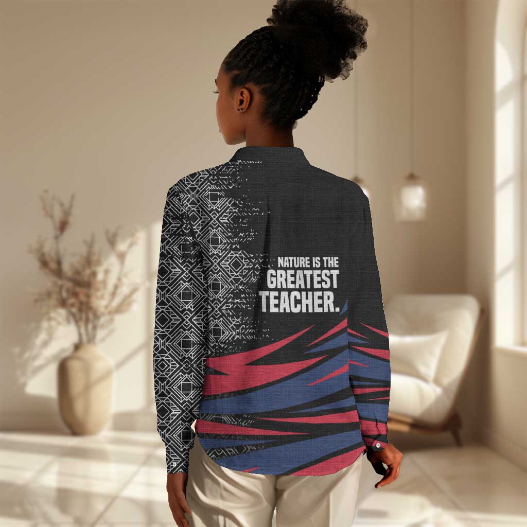 George Washington Carver Women Casual Shirt with Tree Portrait Illustration, Nature Is the Greatest Teacher Quote - African Pride