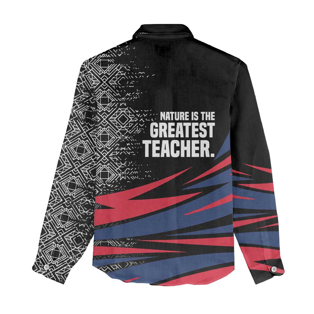 George Washington Carver Women Casual Shirt with Tree Portrait Illustration, Nature Is the Greatest Teacher Quote - African Pride