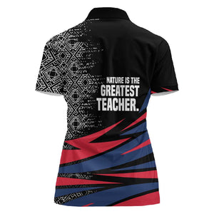 George Washington Carver Women Polo Shirt with Tree Portrait Illustration, Nature Is the Greatest Teacher Quote - African Pride