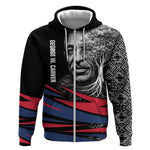 George Washington Carver Zip Hoodie with Tree Portrait Illustration, Nature Is the Greatest Teacher Quote - African Pride
