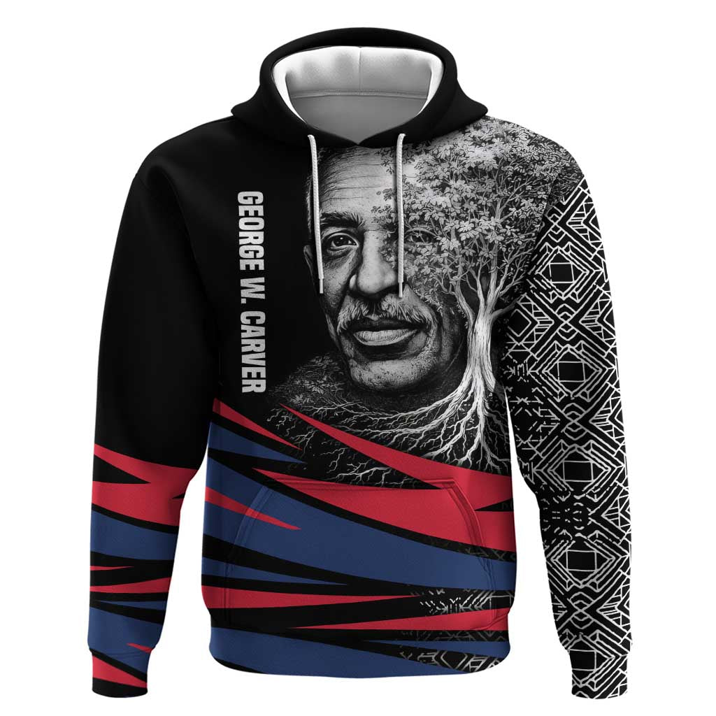 George Washington Carver Zip Hoodie with Tree Portrait Illustration, Nature Is the Greatest Teacher Quote - African Pride