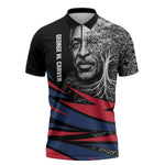 George Washington Carver Zipper Polo Shirt with Tree Portrait Illustration, Nature Is the Greatest Teacher Quote - African Pride