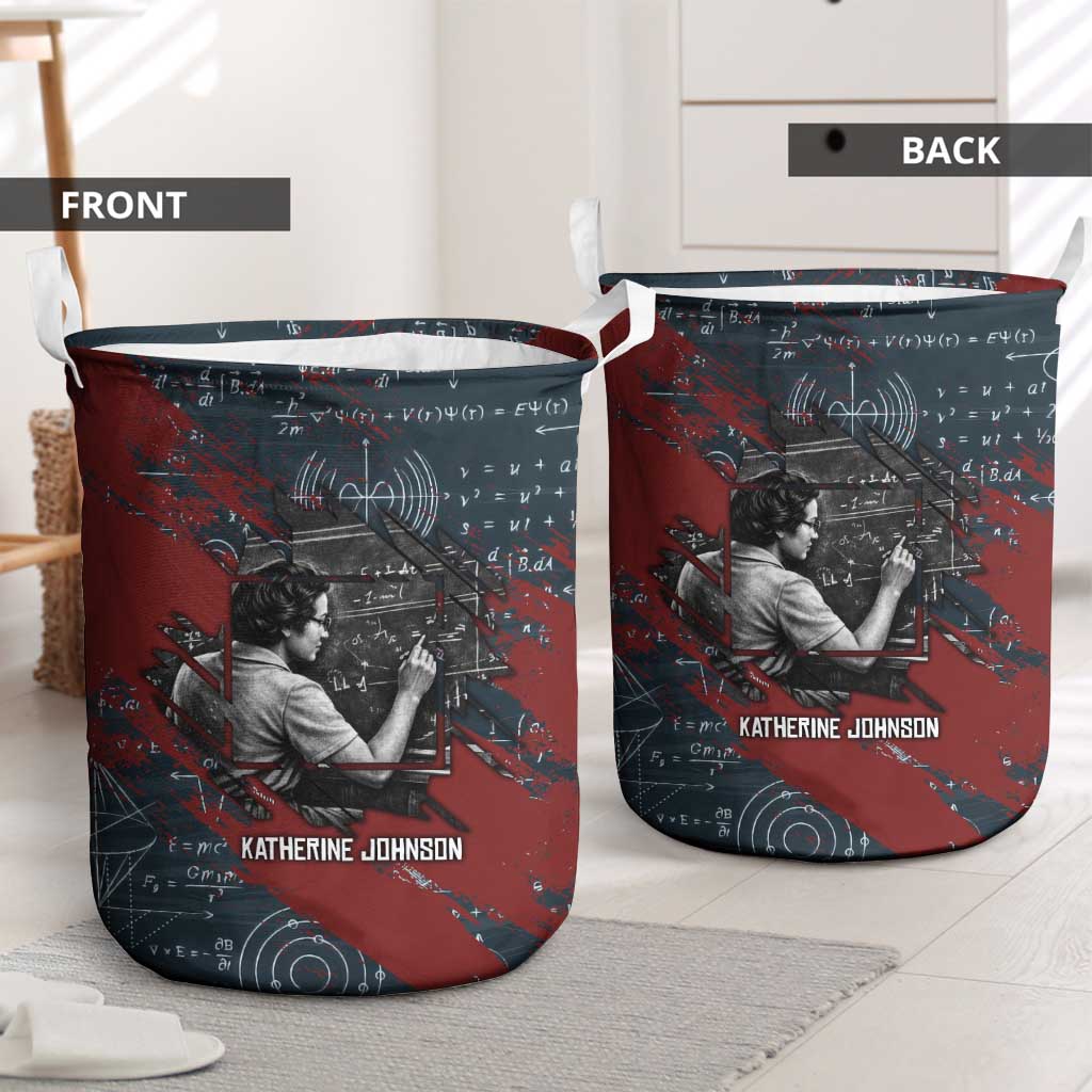 Katherine Johnson Laundry Basket with Chalkboard Math Scene, Verify the Numbers Quote and Space Orbit - African Pride