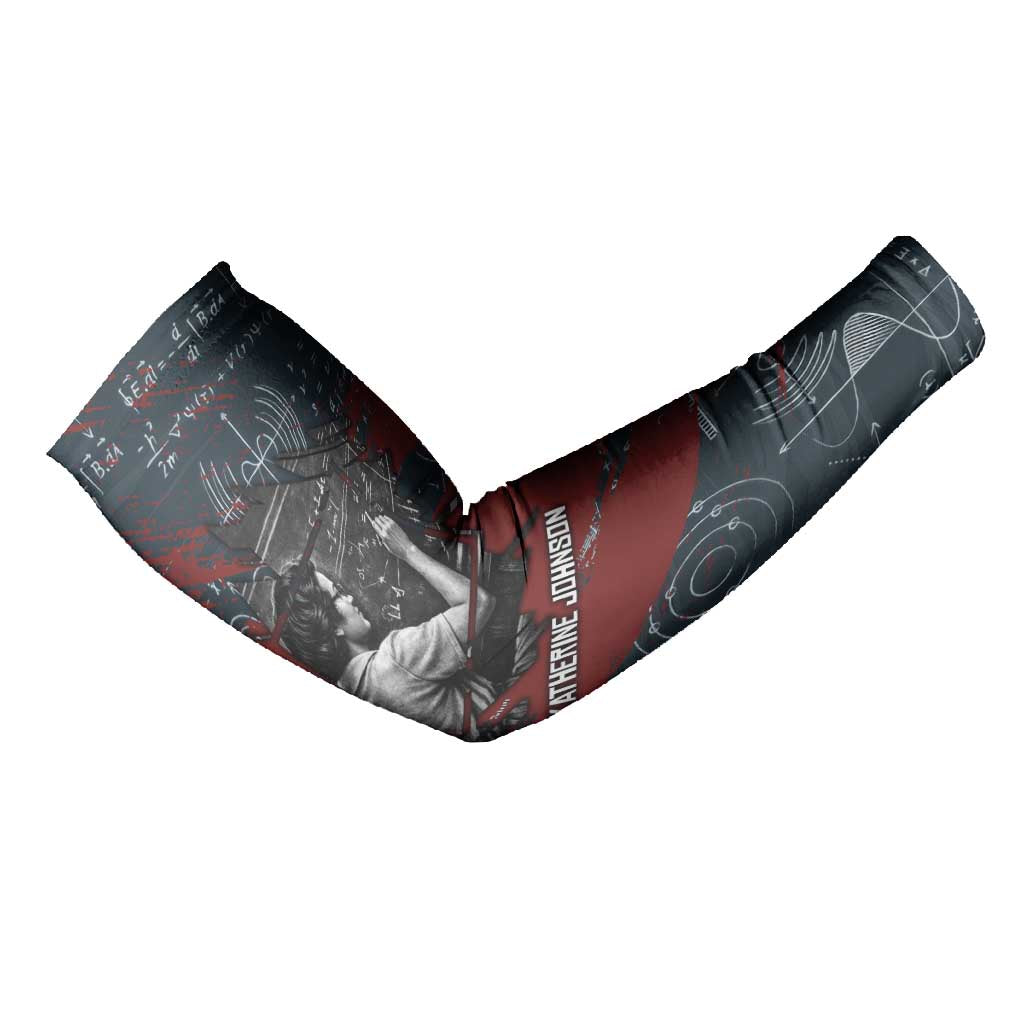 Katherine Johnson Arm Sleeves with Chalkboard Math Scene, Verify the Numbers Quote and Space Orbit - African Pride