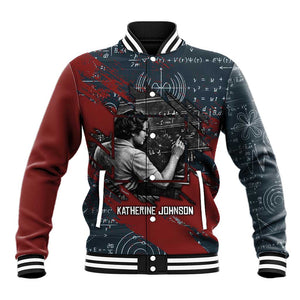 Katherine Johnson Baseball Jacket with Chalkboard Math Scene, Verify the Numbers Quote and Space Orbit - African Pride