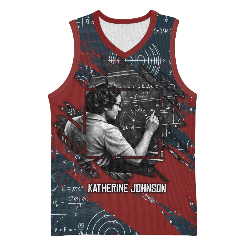 Katherine Johnson Basketball Jersey with Chalkboard Math Scene, Verify the Numbers Quote and Space Orbit - African Pride