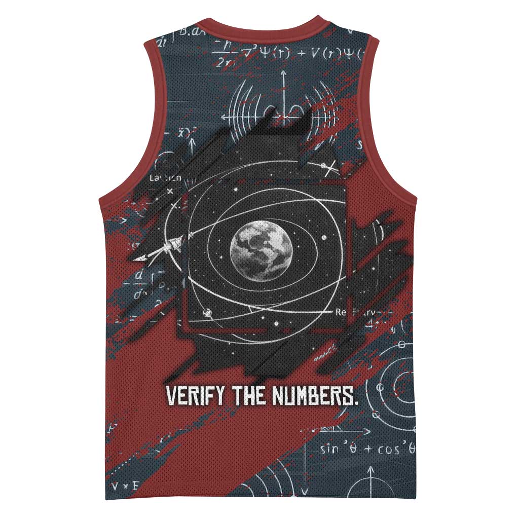 Katherine Johnson Basketball Jersey with Chalkboard Math Scene, Verify the Numbers Quote and Space Orbit - African Pride