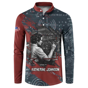 Katherine Johnson Button Sweatshirt with Chalkboard Math Scene, Verify the Numbers Quote and Space Orbit