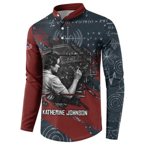 Katherine Johnson Button Sweatshirt with Chalkboard Math Scene, Verify the Numbers Quote and Space Orbit