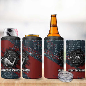Katherine Johnson 4 in 1 Can Cooler Tumbler with Chalkboard Math Scene, Verify the Numbers Quote and Space Orbit - African Pride